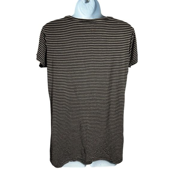 gnw Striped Top Sz XL Short Sleeve Tee Brown Black Blouse Versatile - Picture 4 of 5